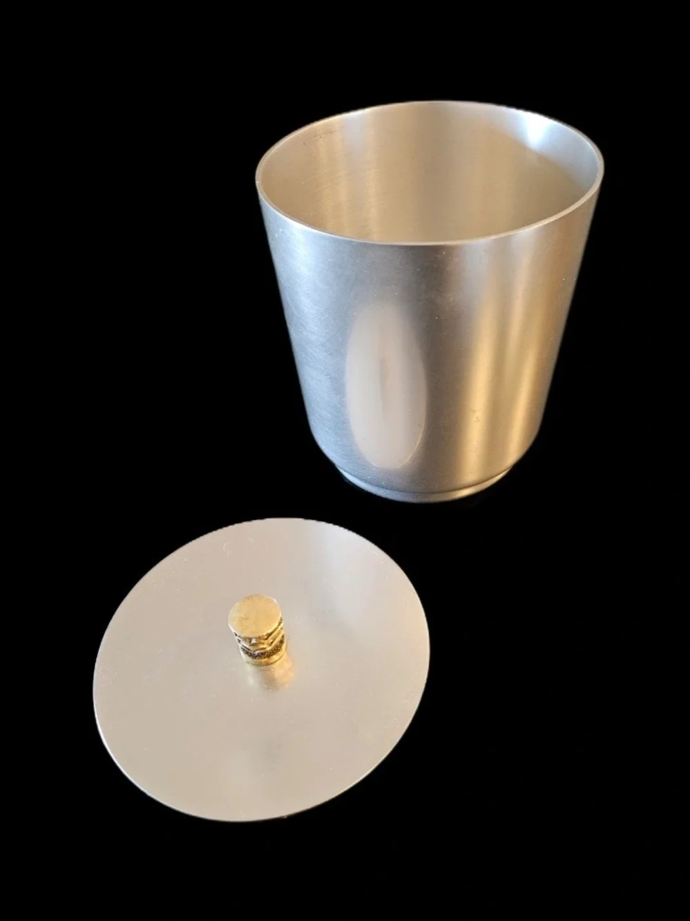 Vintage Kensington Ware Aluminum Ice Bucket Canister Brass Pineapple Finial MCM
